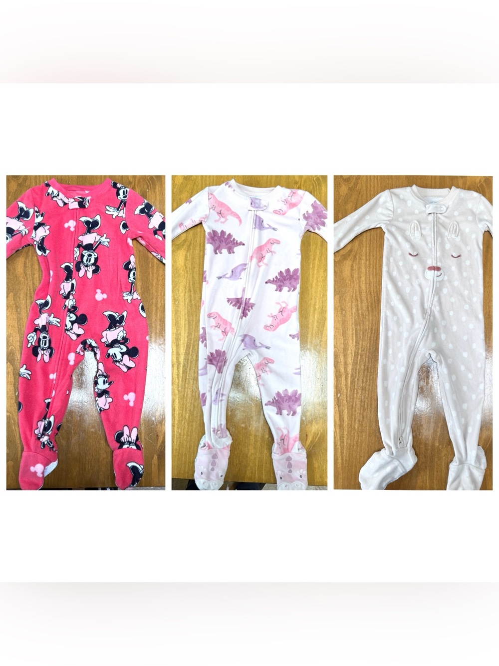 Three Toddler Kids Fleece One-Piece Pajamas Size 18M